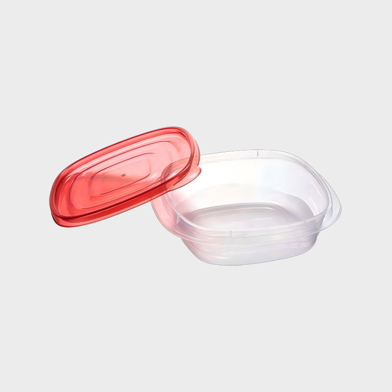 PFB018 650 ml Micro-Capacity Square PP Mat- og landbruksbeholdersett med rødt lokk