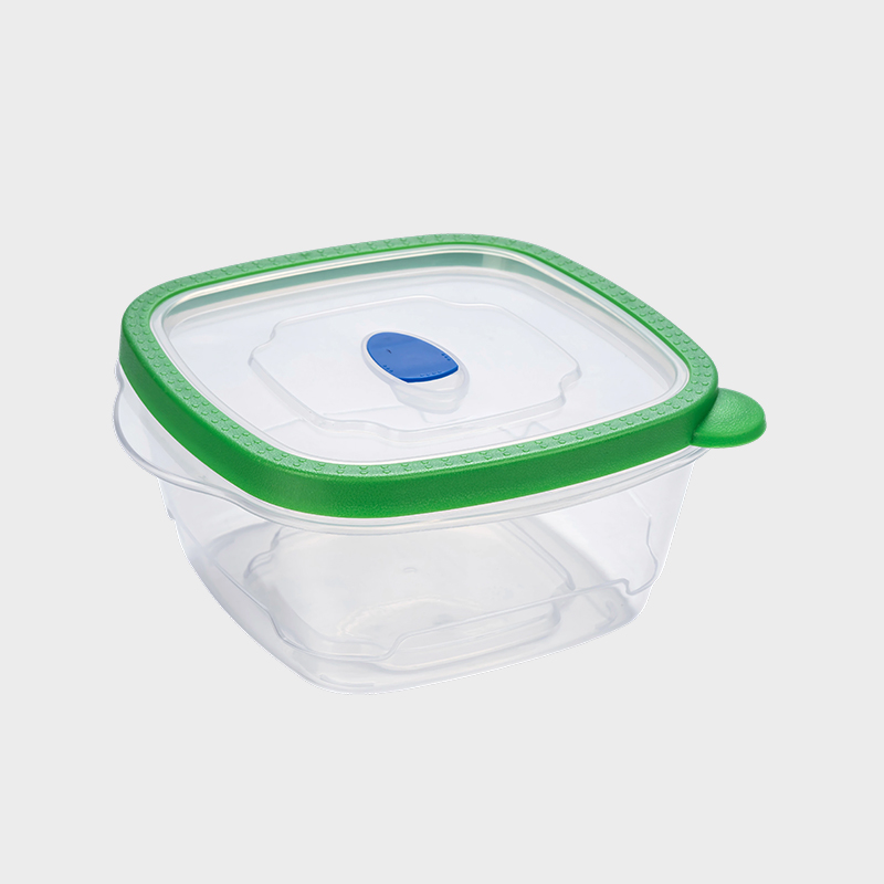 PFB028 1180 ml Mid-Deep Square PP matkonserveringsbeholder med ventilert grønt overstøpt lokk
